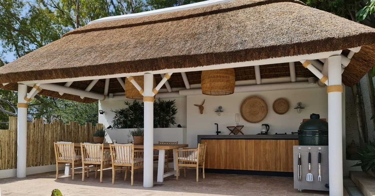 Cape Reed thatched gazebo in boho chic style